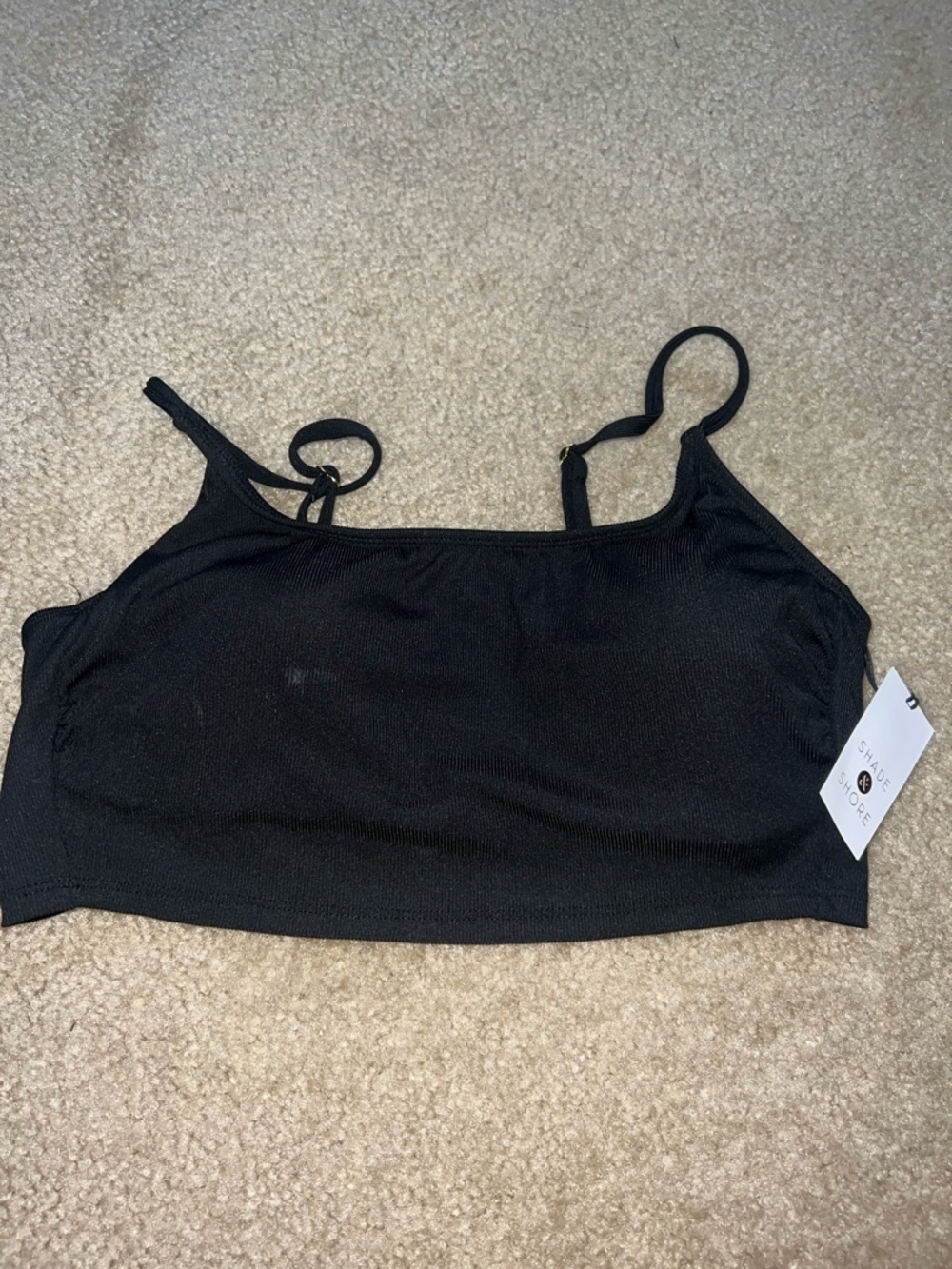 Black ribbed bikini top